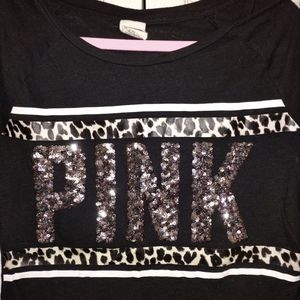 SZ L WOMEN'S PINK SEQUIN LONG SLEEVE TSHIRT!!